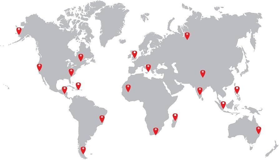World map of our global presence